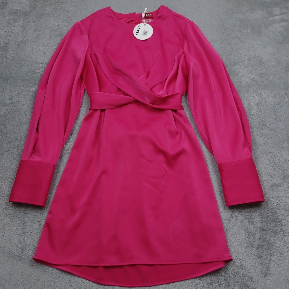 Staud Dress Womens Medium Pink Mini Crosshill Modern Preppy Party NWT
